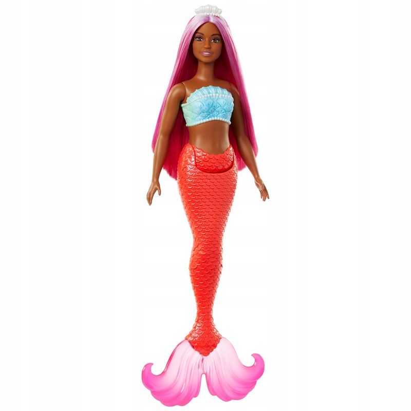 BÁBIKA BARBIE MORSKÁ PANNA červený chvost, tmavoružové vlasy HRR04